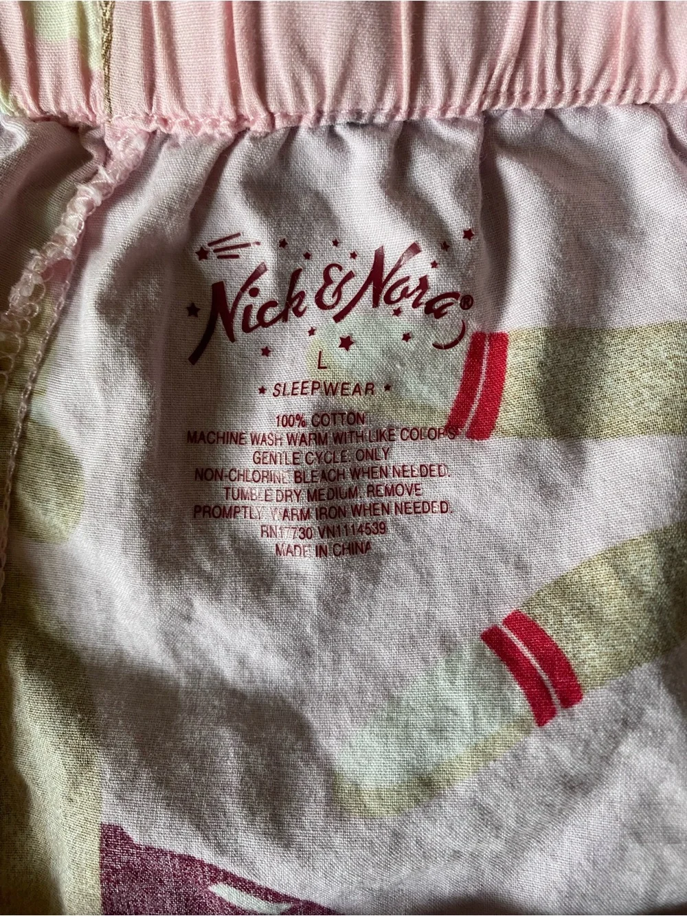 Nick & Nora Pink Women’s Sock Monkey Pajama Set L - Picture 6 of 13